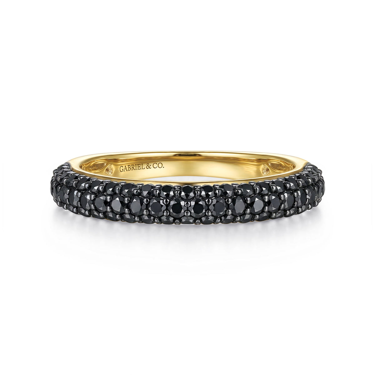 14K Yellow Gold Pave Black Diamond Anniversary Band - 0.80 ct — Gabriel & Co. AN16663Y4JBD