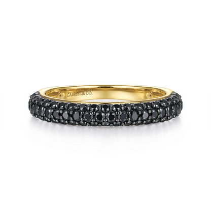 14K Yellow Gold Pave Black Diamond Anniversary Band - 0.80 ct — Gabriel & Co. AN16663Y4JBD