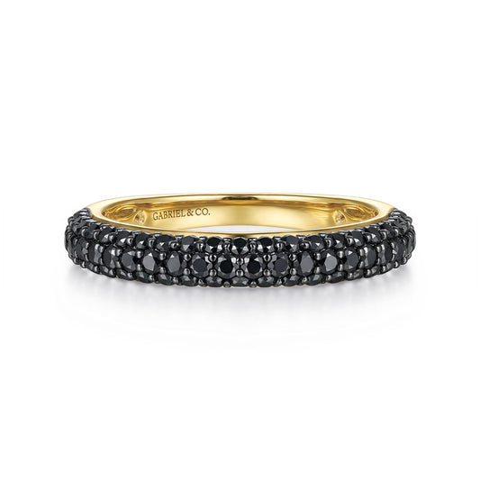 14K Yellow Gold Pave Black Diamond Anniversary Band - 0.80 ct — Gabriel & Co. AN16663Y4JBD