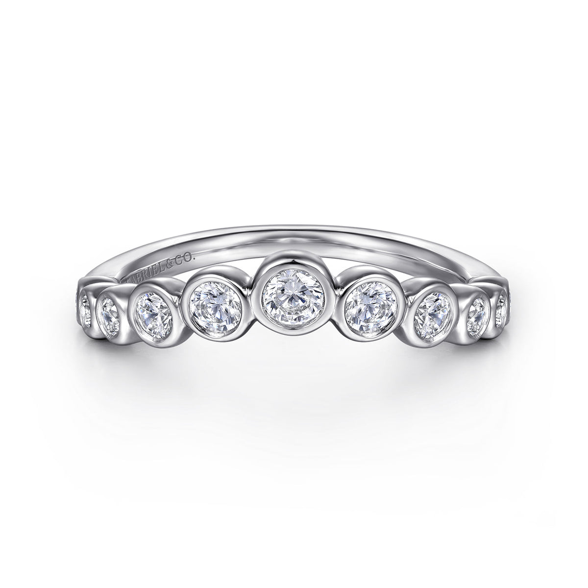 14K White Gold Bezel 11 Stone Diamond Anniversary Band — Gabriel & Co. AN16731W44JJ