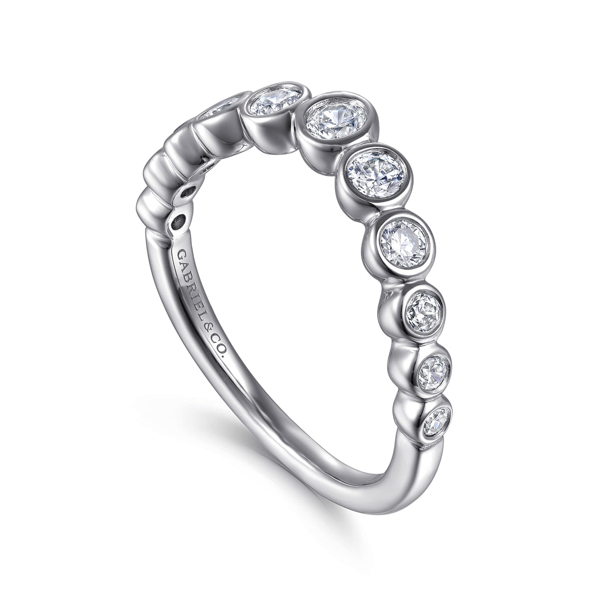 14K White Gold Bezel 11 Stone Diamond Anniversary Band — Gabriel & Co. AN16731W44JJ
