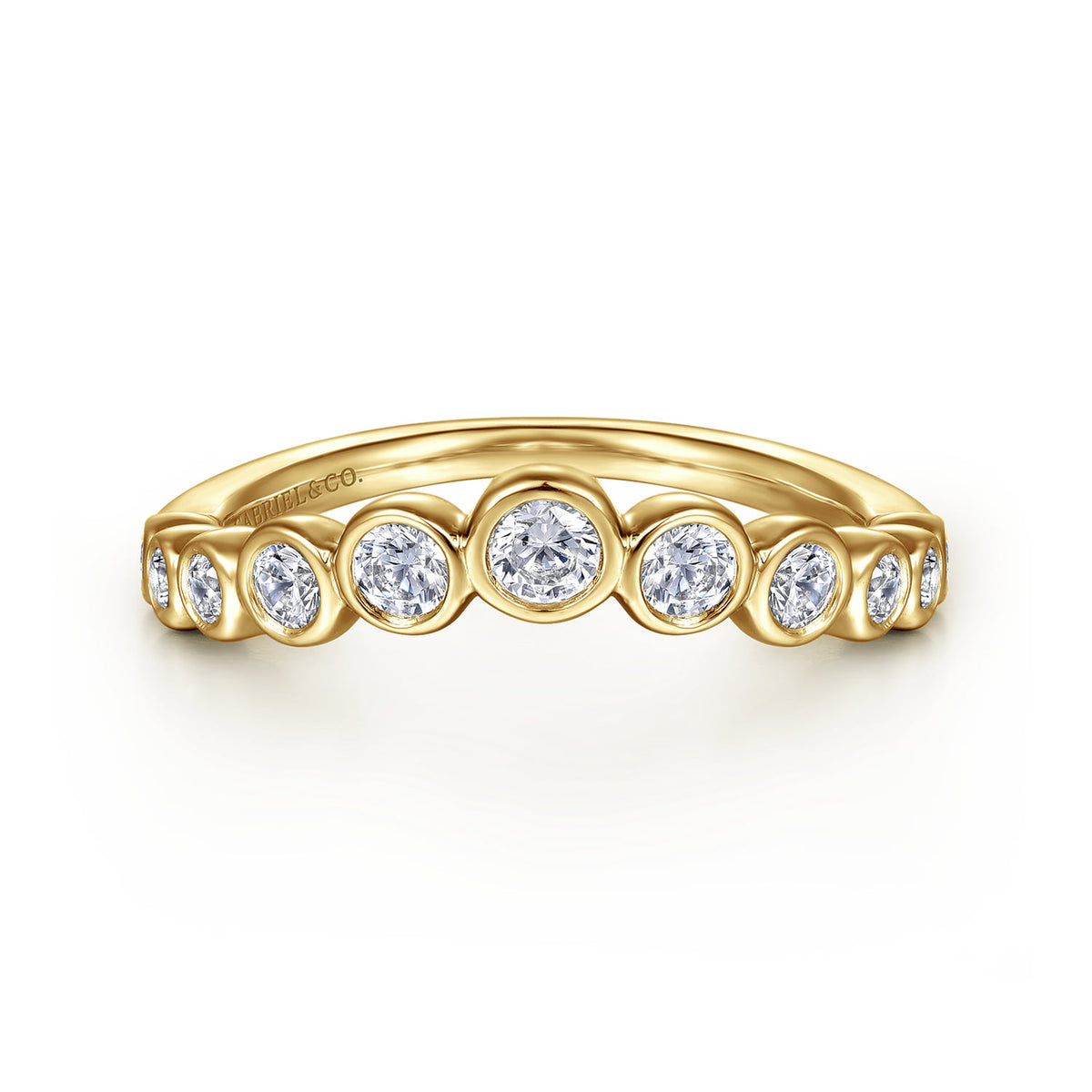 14K Yellow Gold Bezel 11 Stone Diamond Anniversary Band — Gabriel & Co. AN16731Y44JJ