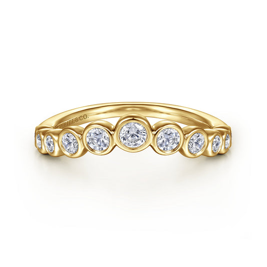 14K Yellow Gold Bezel 11 Stone Diamond Anniversary Band — Gabriel & Co. AN16731Y44JJ
