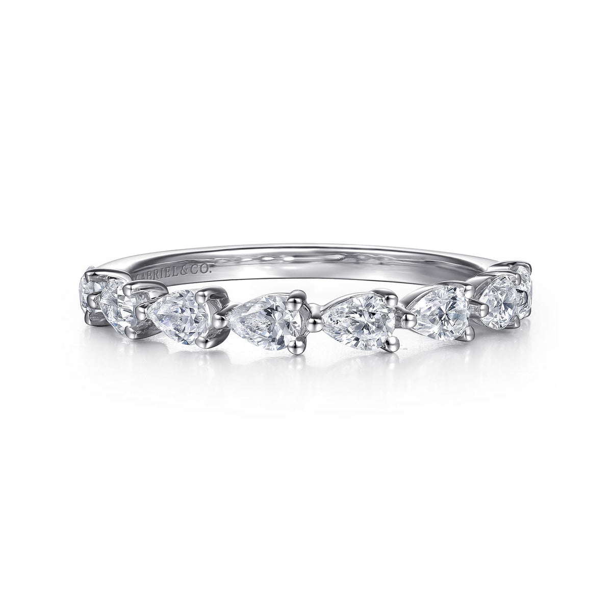 14K White Gold East West Prong Set Pear Shape Diamond Anniversary Band — Gabriel & Co. AN16733W44JJ