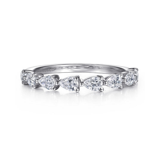 14K White Gold East West Prong Set Pear Shape Diamond Anniversary Band — Gabriel & Co. AN16733W44JJ
