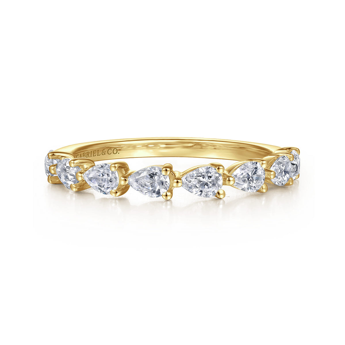 14K Yellow Gold East West Prong Set Pear Shape Diamond Anniversary Band — Gabriel & Co. AN16733Y44JJ