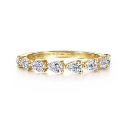 14K Yellow Gold East West Prong Set Pear Shape Diamond Anniversary Band — Gabriel & Co. AN16733Y44JJ