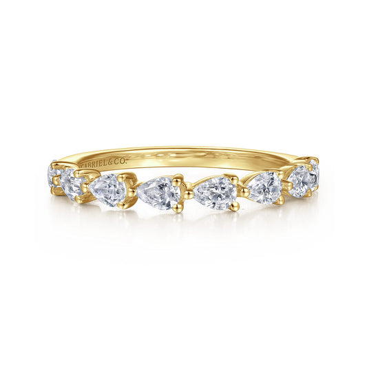 14K Yellow Gold East West Prong Set Pear Shape Diamond Anniversary Band — Gabriel & Co. AN16733Y44JJ
