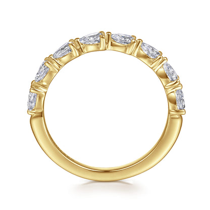14K Yellow Gold East West Prong Set Pear Shape Diamond Anniversary Band — Gabriel & Co. AN16733Y44JJ