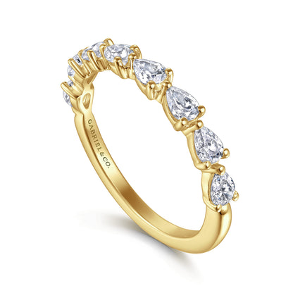 14K Yellow Gold East West Prong Set Pear Shape Diamond Anniversary Band — Gabriel & Co. AN16733Y44JJ