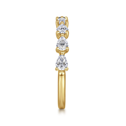 14K Yellow Gold East West Prong Set Pear Shape Diamond Anniversary Band — Gabriel & Co. AN16733Y44JJ