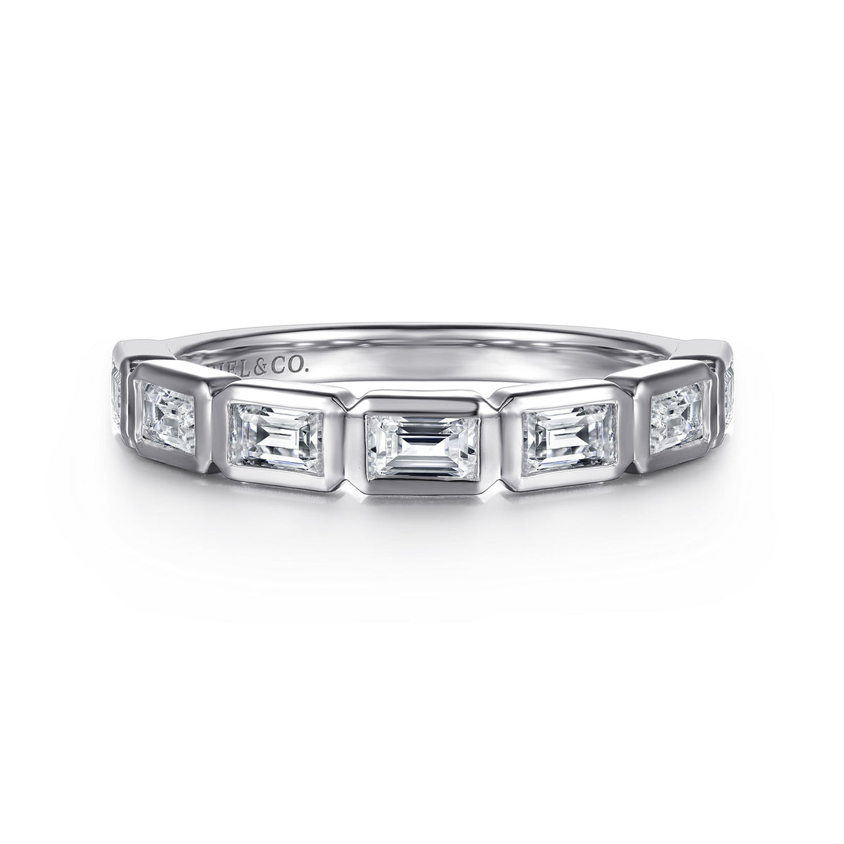 14K White Gold Bezel Baguette Diamond Anniversary Band — Gabriel & Co. AN16742W43JJ