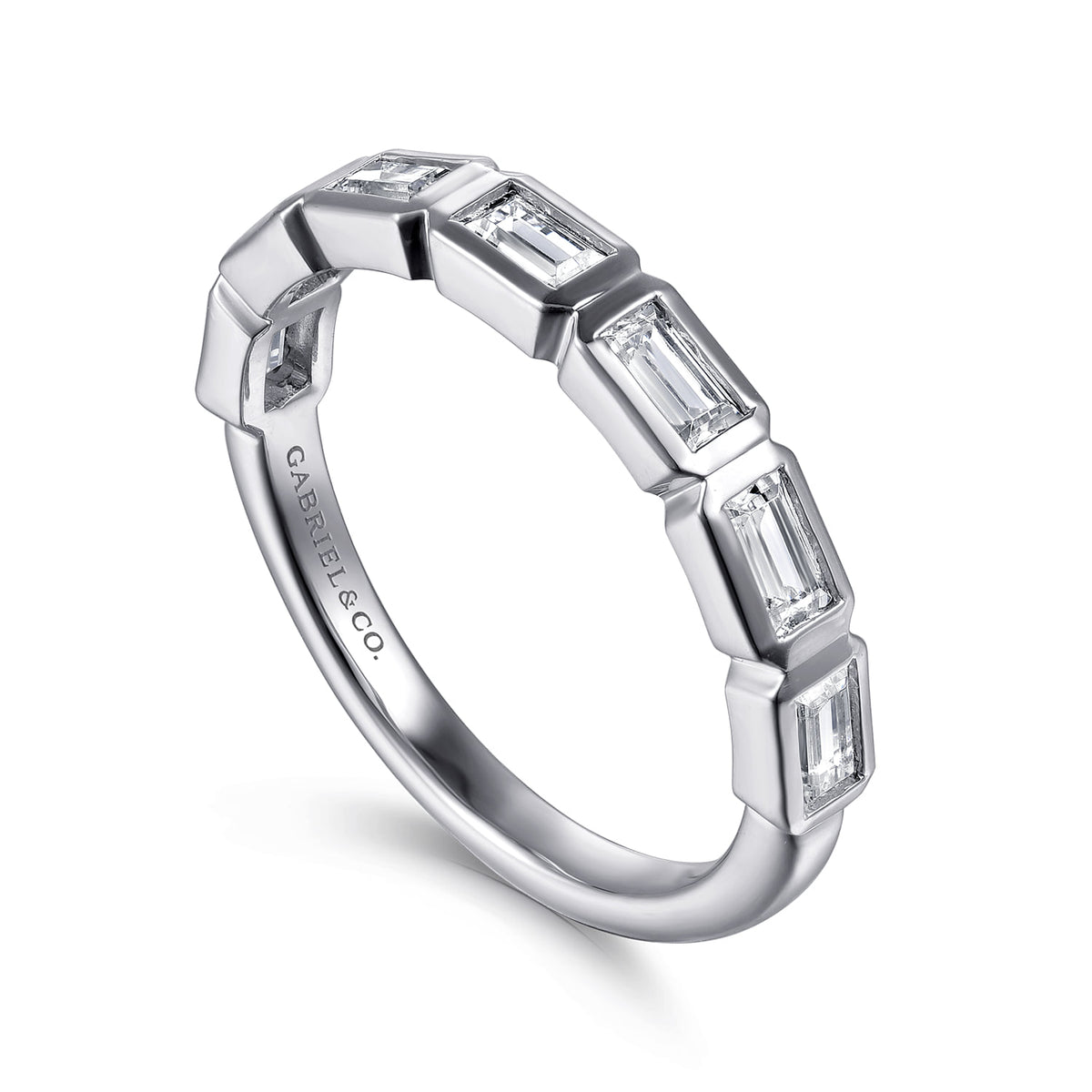 14K White Gold Bezel Baguette Diamond Anniversary Band — Gabriel & Co. AN16742W43JJ
