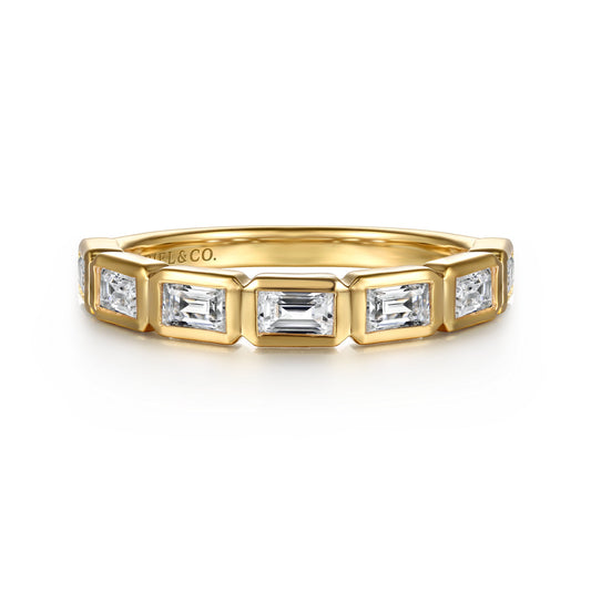 14K Yellow Gold Bezel Baguette Diamond Anniversary Band — Gabriel & Co. AN16742Y43JJ
