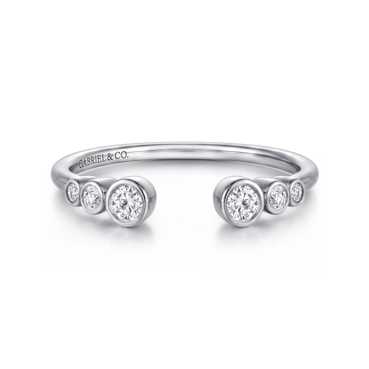 14K White Gold Bezel Set Round Diamond Open Anniversary Band — Gabriel & Co. AN16792W44JJ
