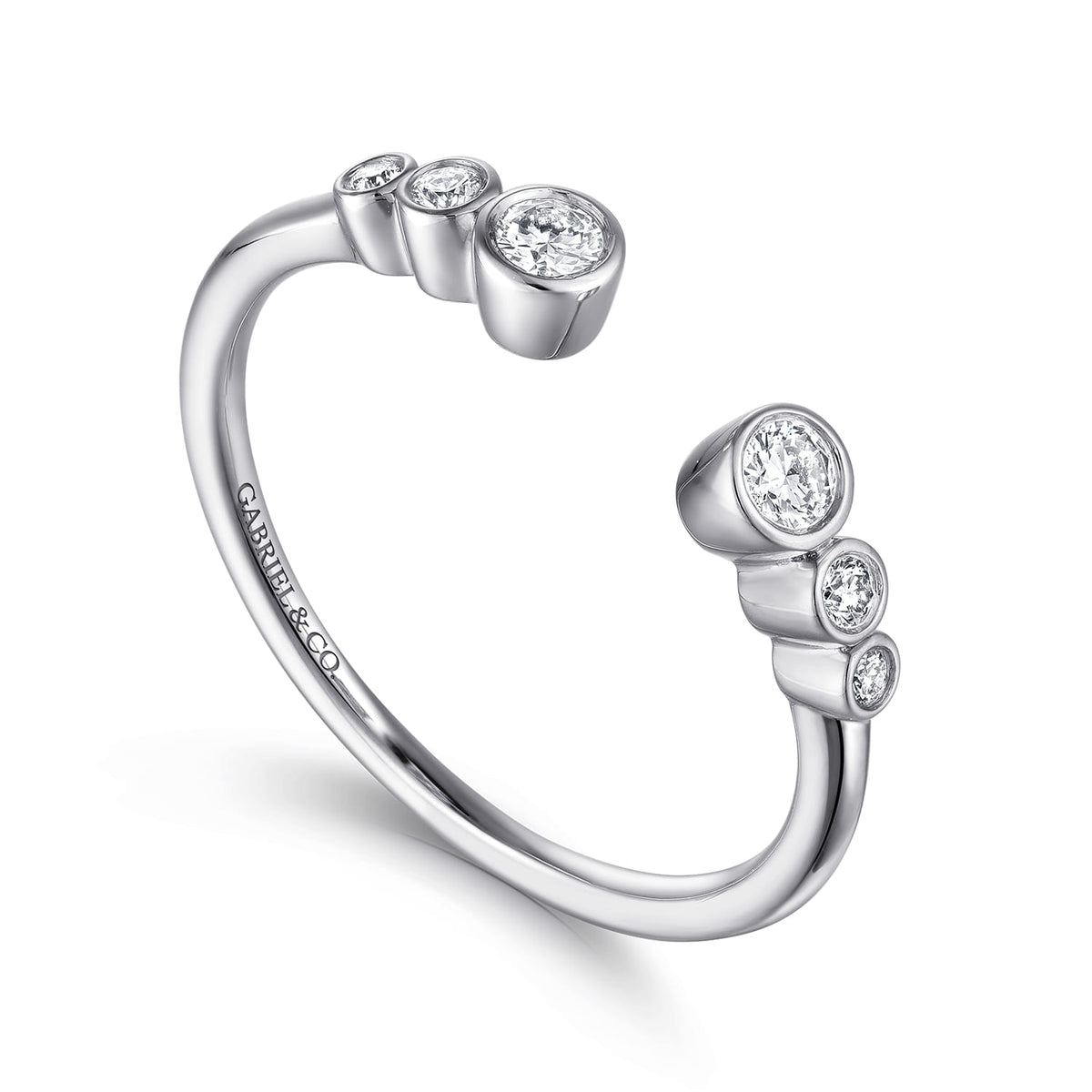 14K White Gold Bezel Set Round Diamond Open Anniversary Band — Gabriel & Co. AN16792W44JJ