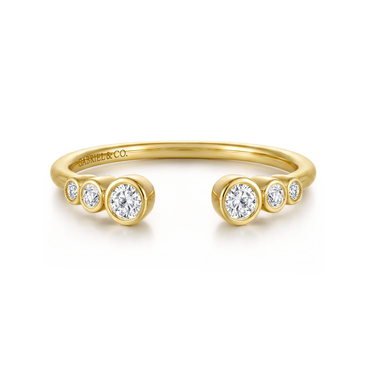 14K Yellow Gold Bezel Set Round Diamond Open Anniversary Band — Gabriel & Co. AN16792Y44JJ