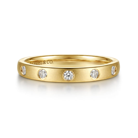 14k Yellow Gold Flush Set Round 7 Stone Diamond Anniversary Band — Gabriel & Co. AN16793Y44JJ