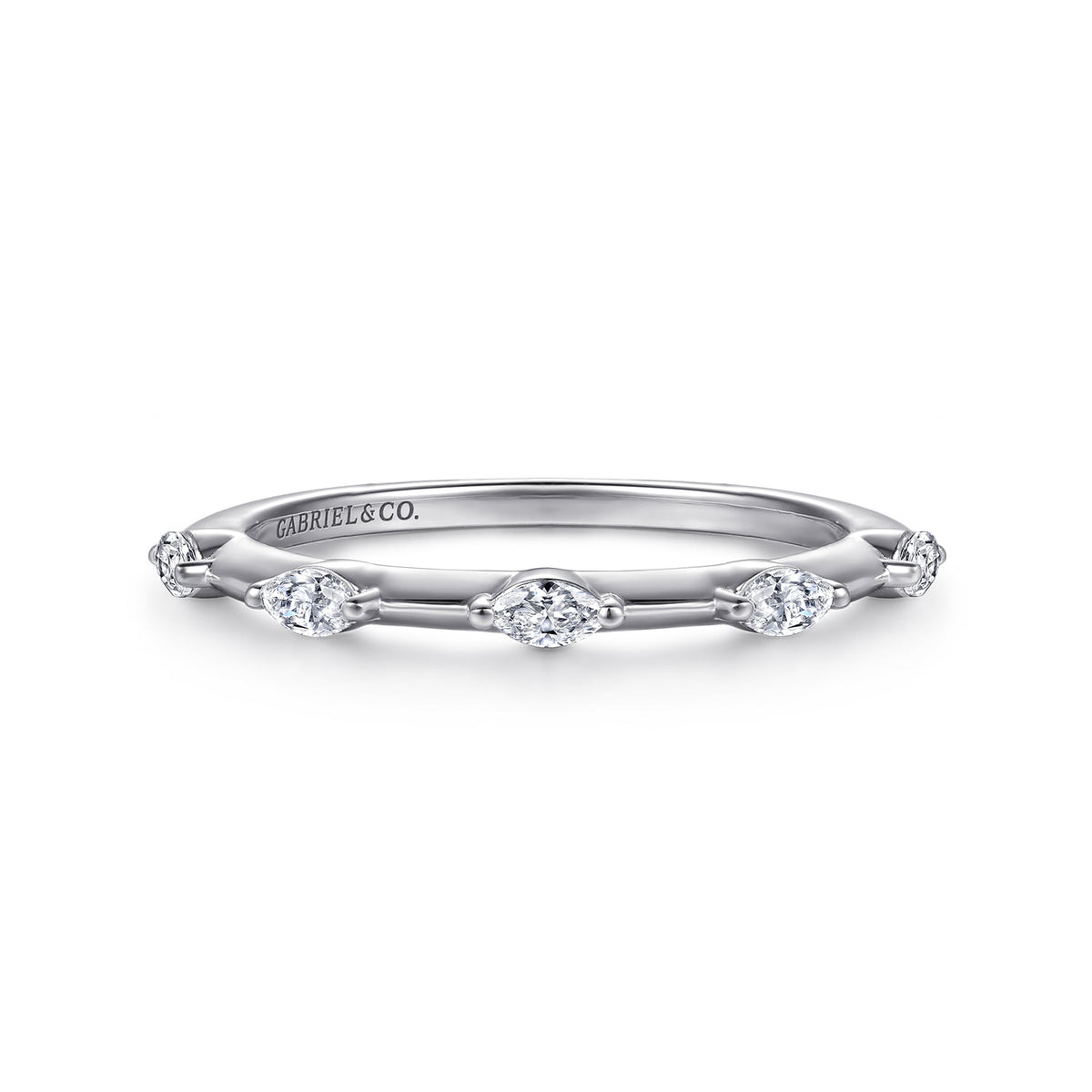14K White Gold Marquise Station Diamond Anniversary Band — Gabriel & Co. AN16801W43JJ