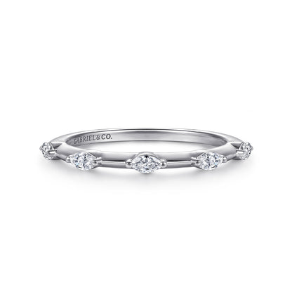 14K White Gold Marquise Station Diamond Anniversary Band — Gabriel & Co. AN16801W43JJ