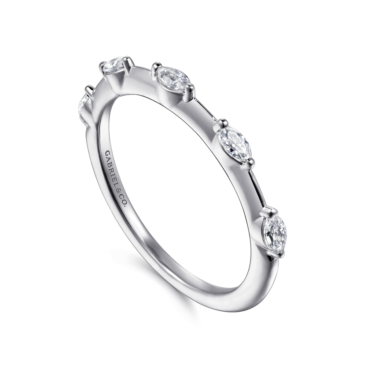 14K White Gold Marquise Station Diamond Anniversary Band — Gabriel & Co. AN16801W43JJ