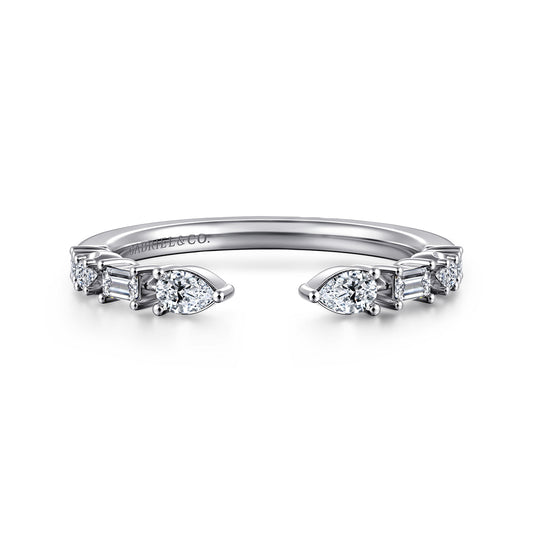 14K White Gold Baguette and Round Open Diamond Band — Gabriel & Co. AN16802W44JJ