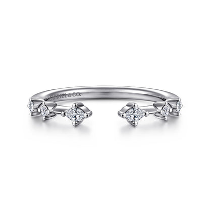 14K White Gold Marquise and Round Station Open Diamond Anniversary Band — Gabriel & Co. AN16803W44JJ