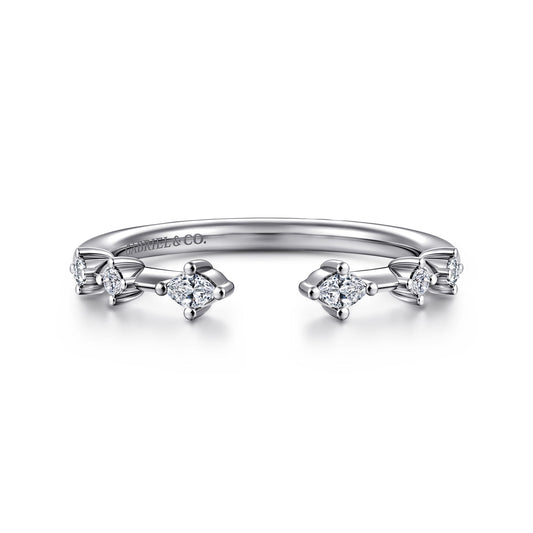 14K White Gold Marquise and Round Station Open Diamond Anniversary Band — Gabriel & Co. AN16803W44JJ