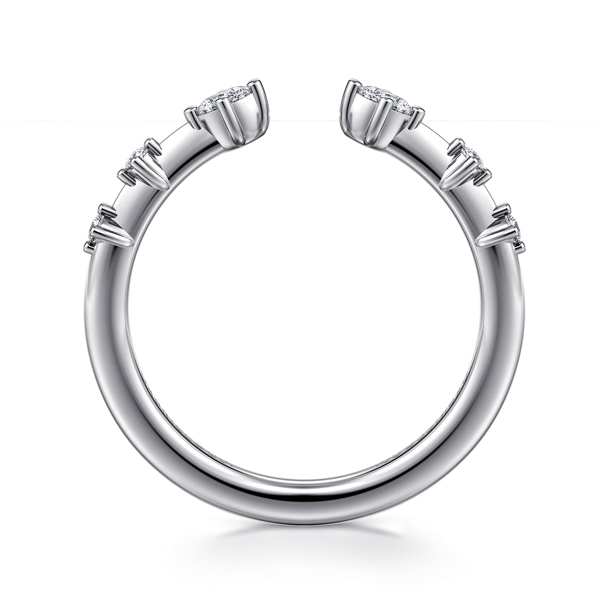 14K White Gold Marquise and Round Station Open Diamond Anniversary Band — Gabriel & Co. AN16803W44JJ