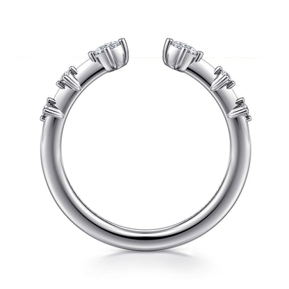 14K White Gold Marquise and Round Station Open Diamond Anniversary Band — Gabriel & Co. AN16803W44JJ
