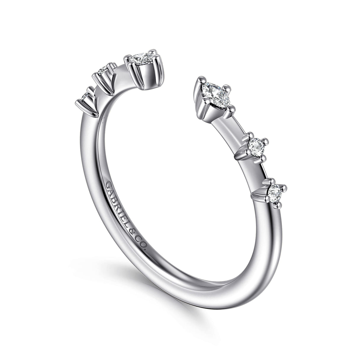 14K White Gold Marquise and Round Station Open Diamond Anniversary Band — Gabriel & Co. AN16803W44JJ