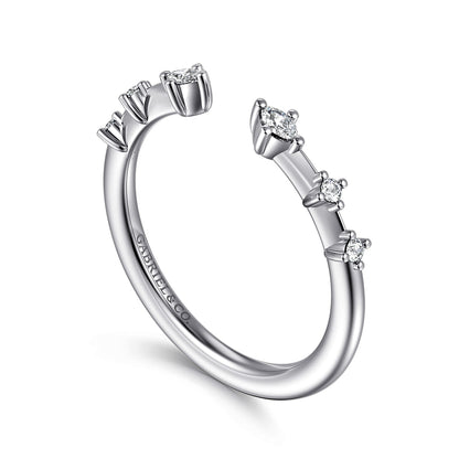 14K White Gold Marquise and Round Station Open Diamond Anniversary Band — Gabriel & Co. AN16803W44JJ