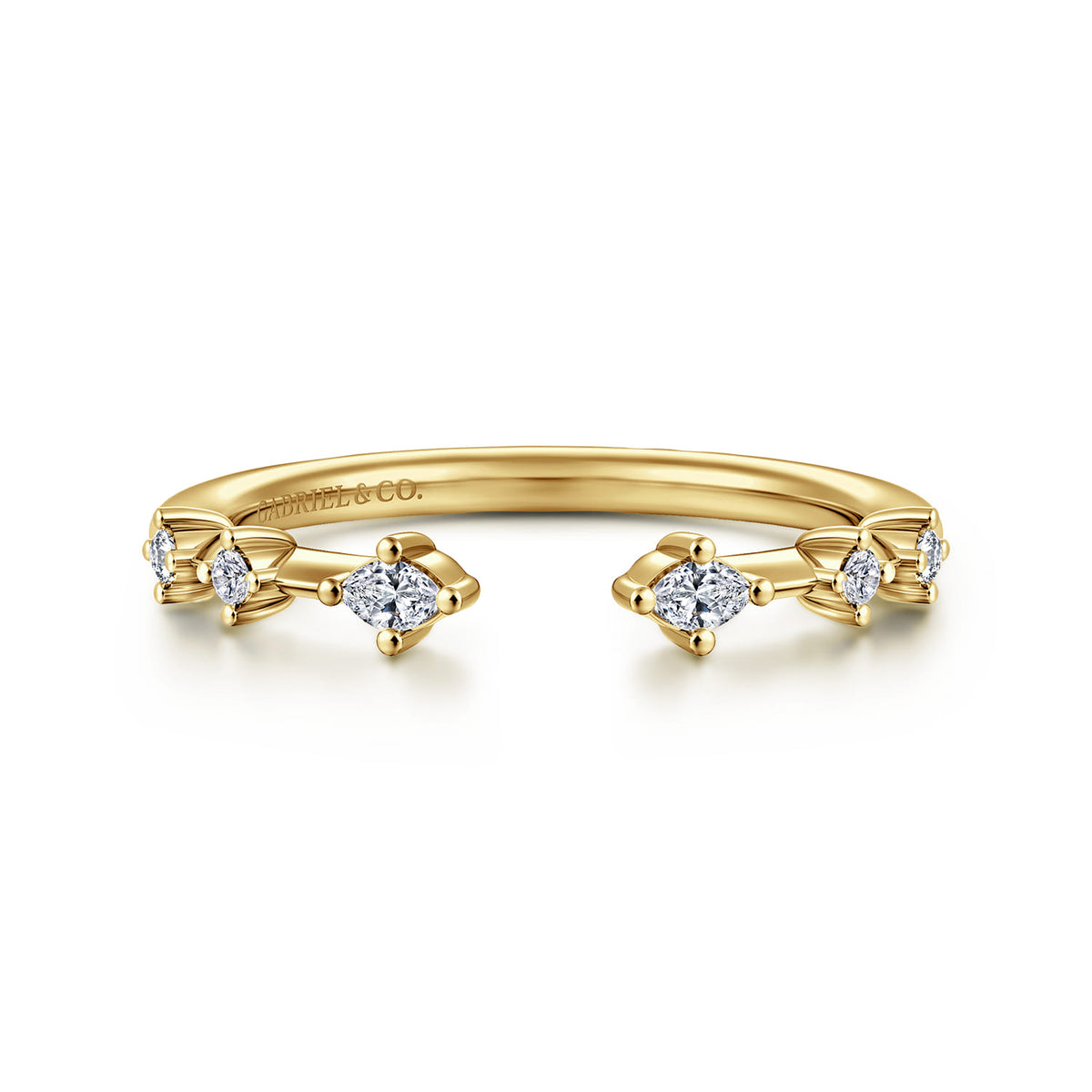 14K Yellow Gold Marquise and Round Station Open Diamond Anniversary Band — Gabriel & Co. AN16803Y44JJ