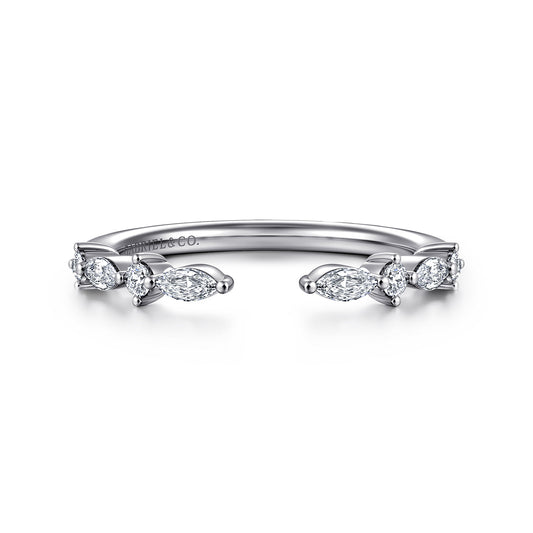 14K White Gold Marquise and Round Open Diamond Anniversary Band — Gabriel & Co. AN16804W44JJ