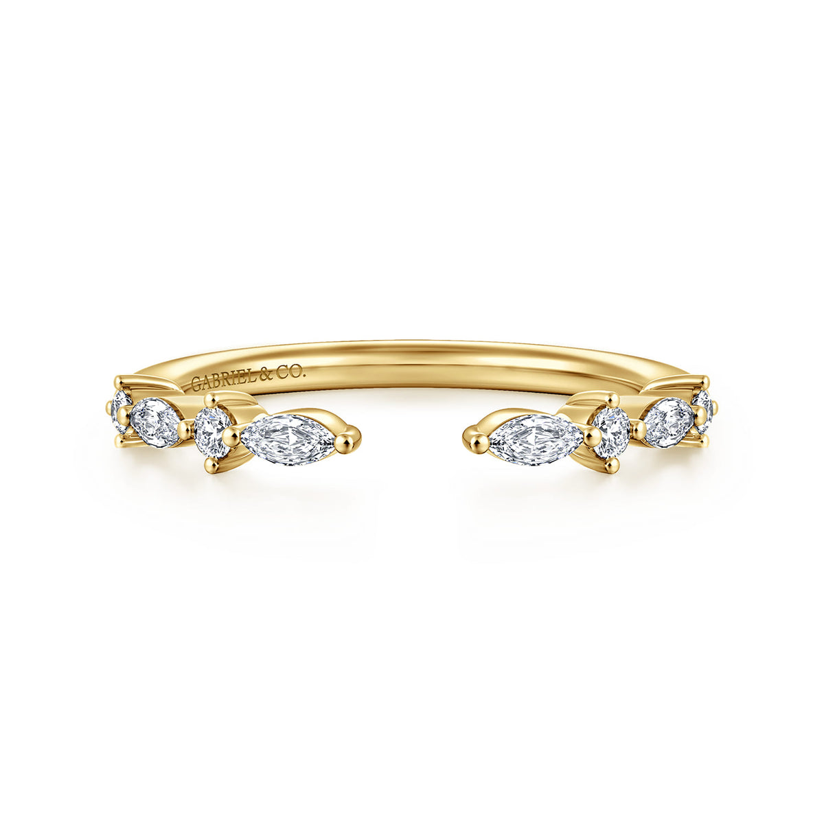 14K Yellow Gold Marquise and Round Open Diamond Anniversary Band — Gabriel & Co. AN16804Y44JJ