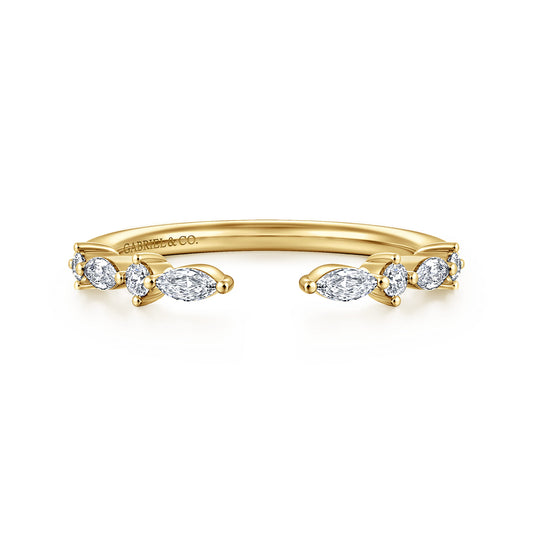 14K Yellow Gold Marquise and Round Open Diamond Anniversary Band — Gabriel & Co. AN16804Y44JJ