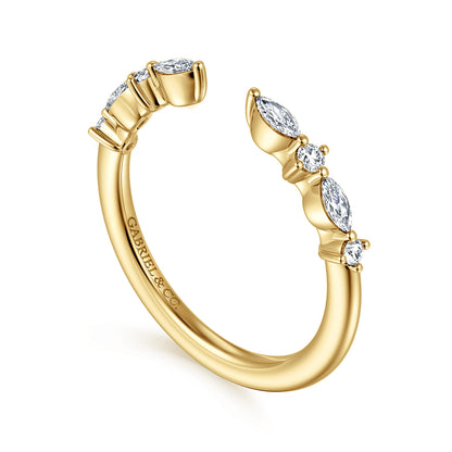 14K Yellow Gold Marquise and Round Open Diamond Anniversary Band — Gabriel & Co. AN16804Y44JJ