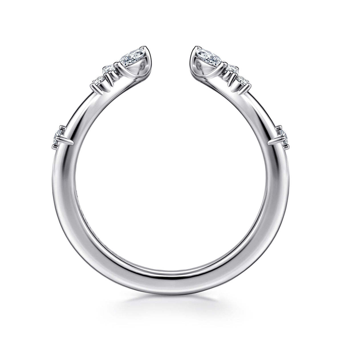 Curved 14K White Gold Marquise and Round Open Diamond Anniversary Band — Gabriel & Co. AN16805W44JJ