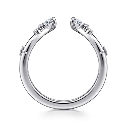Curved 14K White Gold Marquise and Round Open Diamond Anniversary Band — Gabriel & Co. AN16805W44JJ