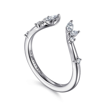Curved 14K White Gold Marquise and Round Open Diamond Anniversary Band — Gabriel & Co. AN16805W44JJ