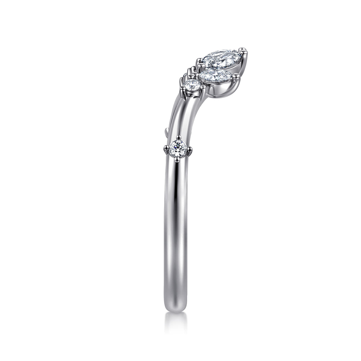 Curved 14K White Gold Marquise and Round Open Diamond Anniversary Band — Gabriel & Co. AN16805W44JJ