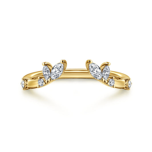 Curved 14K Yellow Gold Marquise and Round Open Diamond Anniversary Band — Gabriel & Co. AN16805Y44JJ