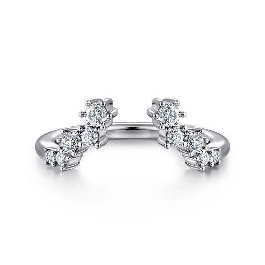 Curved 14K White Gold Cluster Diamond Open Anniversary Ring — Gabriel & Co. AN16806W44JJ