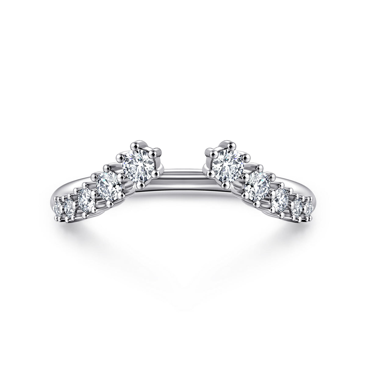Curved 14K White Gold Open Diamond Anniversary Ring — Gabriel & Co. AN16808W44JJ