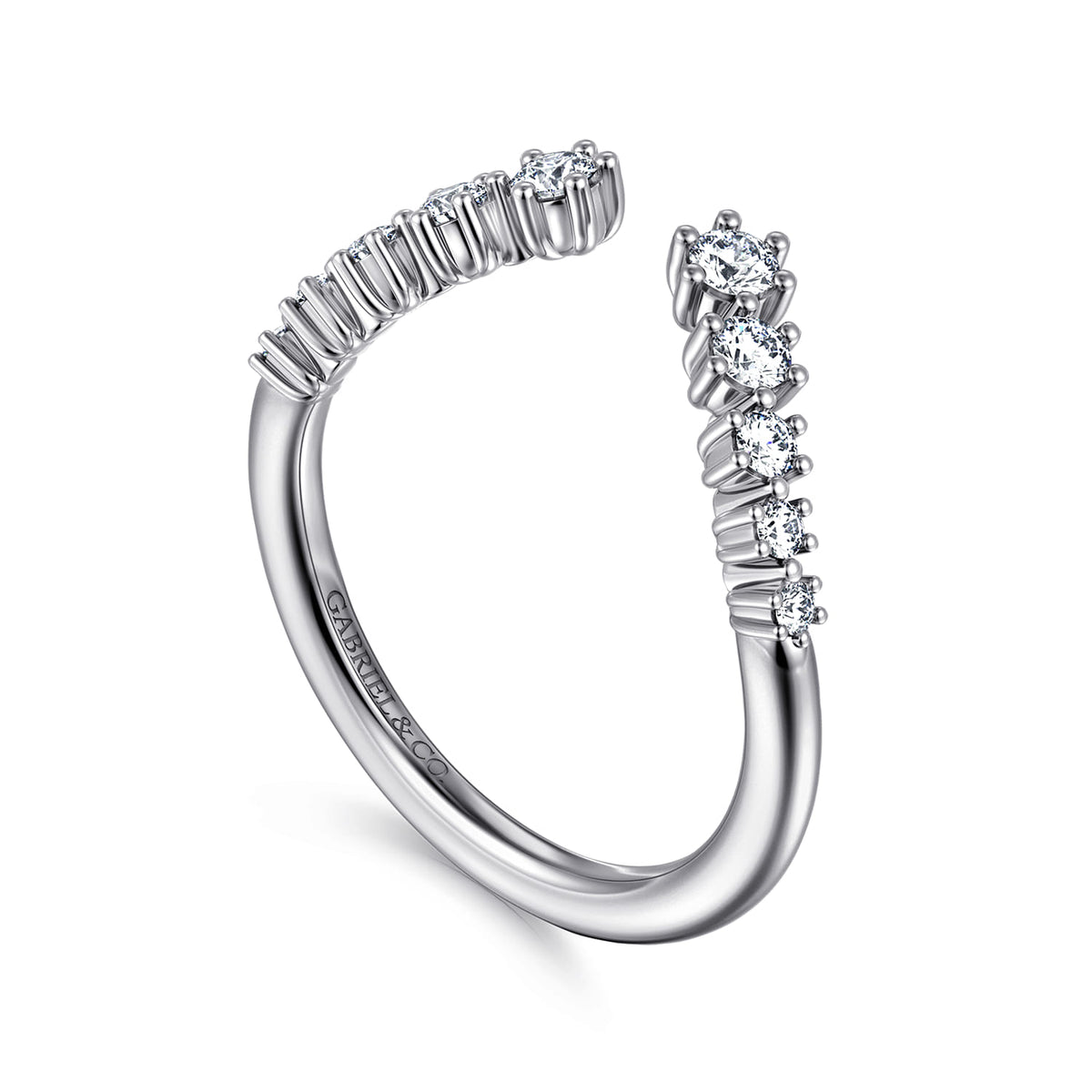 Curved 14K White Gold Open Diamond Anniversary Ring — Gabriel & Co. AN16808W44JJ