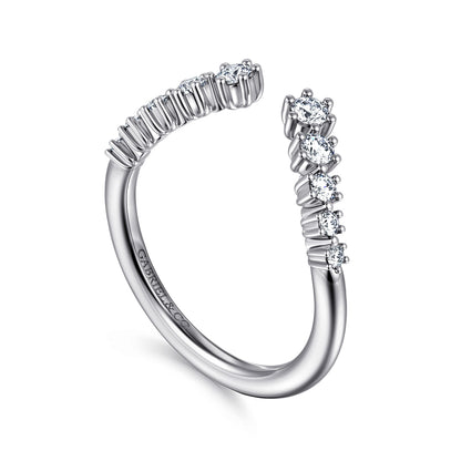 Curved 14K White Gold Open Diamond Anniversary Ring — Gabriel & Co. AN16808W44JJ