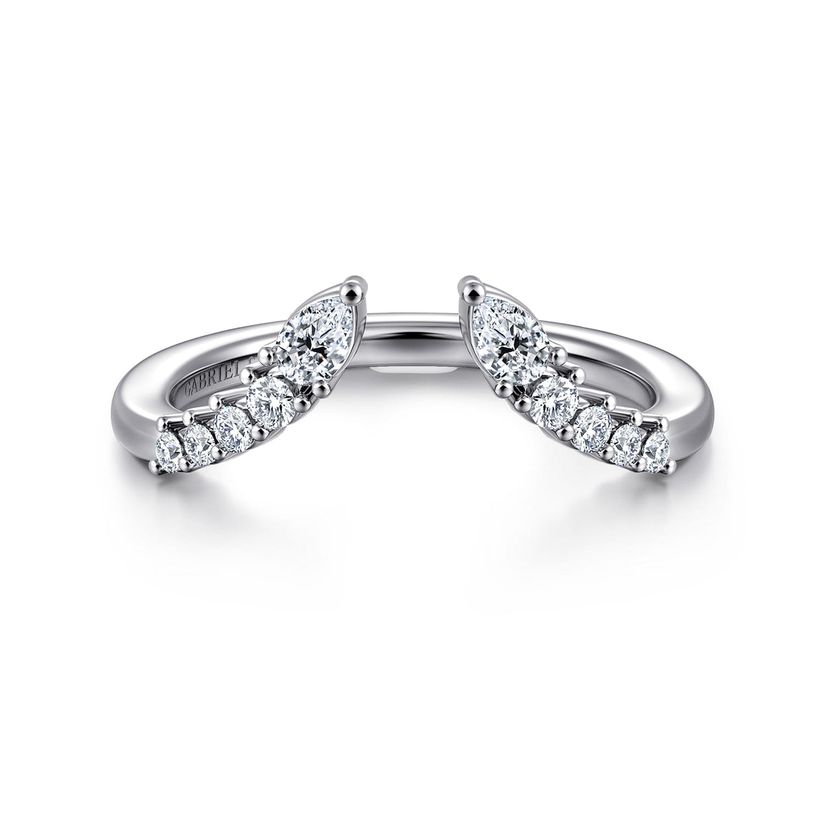 Curved 14K White Gold Pear and Round Diamond Open Anniversary Ring — Gabriel & Co. AN16809W44JJ