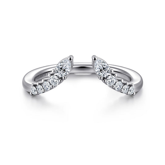 Curved 14K White Gold Pear and Round Diamond Open Anniversary Ring — Gabriel & Co. AN16809W44JJ