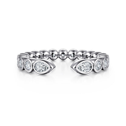 14K White Gold Bezel Set Pear and Round Open Diamond Eternity Band — Gabriel & Co. AN16810-6W44JJ