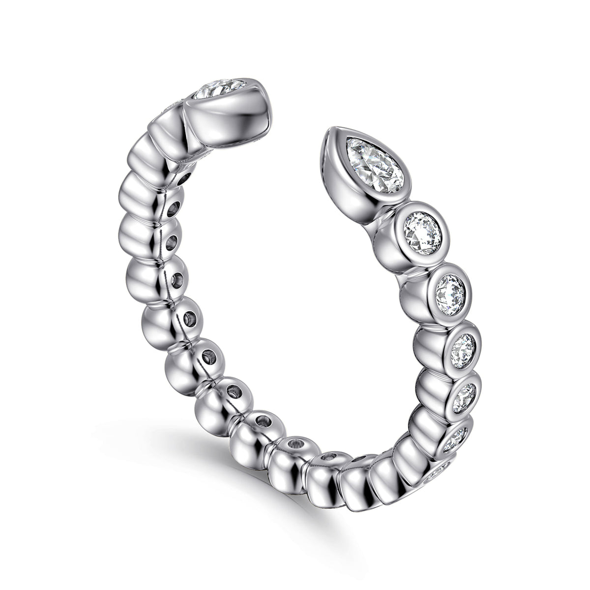 14K White Gold Bezel Set Pear and Round Open Diamond Eternity Band — Gabriel & Co. AN16810-6W44JJ